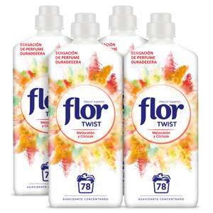 4x Botellas Flor Twist Melocotón Suavizante Concentrado [312 Lavados, 4x 78 Lavados]